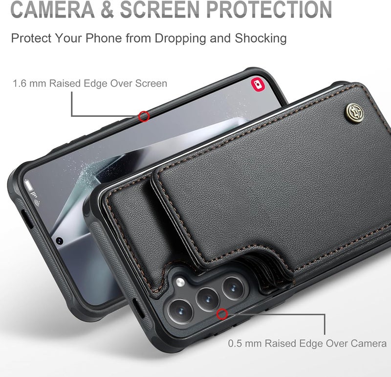 Vinich for Samsung Galaxy S24 Plus Wallet Case with Card Holder, RFID Blocking Credit Slots Kickstand Shockproof Phone Cover Fit for Galaxy S24 Plus 6.7" Black - Image 4
